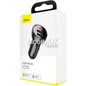 Автомобильное зарядное устройство Baseus Digital Display Dual USB 4.8A (CCBX-0G) серое