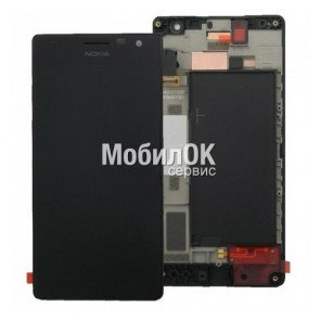Дисплей для Nokia 730/735 Lumia (RM-1040) черный, с тачскрином и рамкой