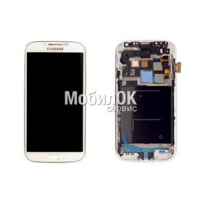 Дисплей для Samsung I9505 Galaxy S4 белый, с тачскрином и рамкой China Original (oled)
