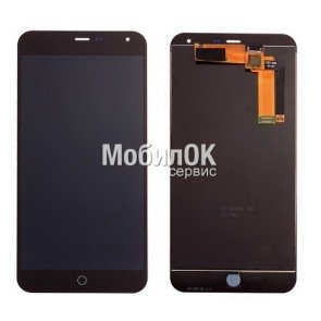 Дисплей для Meizu M1 Note черный, с тачскрином (черный шлейф)/(black flex)