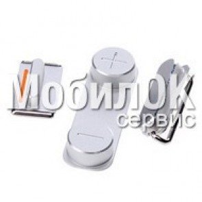 Пластик боковых кнопок корпуса для Apple iPhone 5 серебристый, полный комплект (3 ед.)