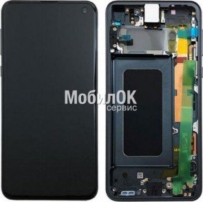 Дисплей для Samsung G970F Galaxy S10e черный, с тачскрином и рамкой (Oled) Prism Black