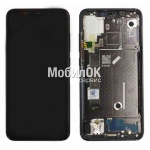 Дисплей для Xiaomi Mi8 черный, в сборе с тачскрином и рамкой, оригинал (Amoled) (5606100400B6)