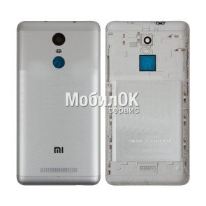 Задняя крышка для Xiaomi Redmi Note 3/Redmi Note 3 Pro серебристая, с боковыми кнопками