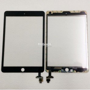 Сенсорный экран для Apple iPad Mini 3 черный, с микросхемами (A1599/A1600)