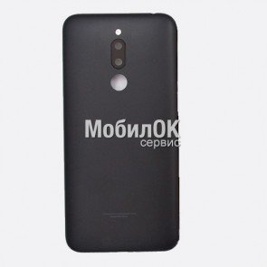 Задняя крышка для Meizu M6T черная, со стеклом камеры