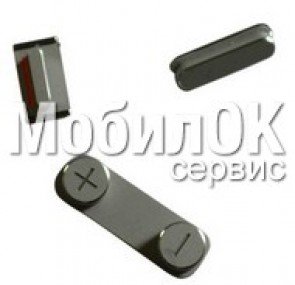 Пластик боковых кнопок корпуса для Apple iPhone 5 черный, полный комплект (3 ед.)