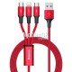 USB кабель Baseus Rapid Series 3-in-1 Type-C/Lightning/Micro USB 3.5A 1.2м (CAJS000009) красный