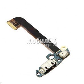 Шлейф для HTC One M7 Dual Sim 802w коннектора зарядки, микрофона, с компонентами High Copy
