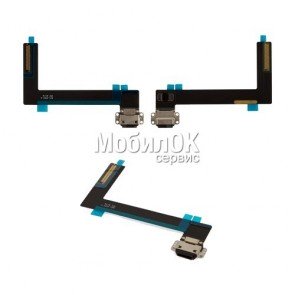Шлейф для Apple iPad Air 2 черный, коннектора зарядки