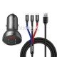 Автомобильное зарядное устройство Baseus Digital Display Dual USB 4.8A с кабелем 3-in-1 (TZCCBX-0G)