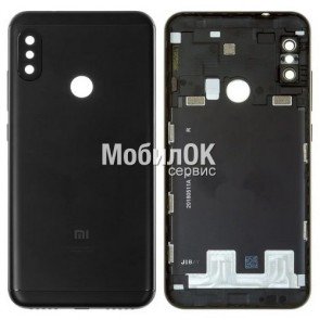 Задняя крышка для Xiaomi Mi A2 Lite/Redmi 6 Pro черная со стеклом камеры