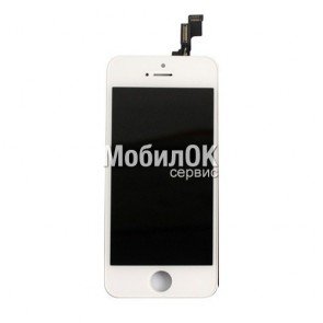Дисплей для Apple iPhone 5S белый, с тачскрином