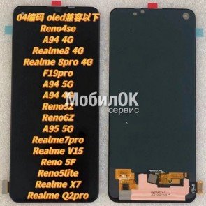 Дисплей для OPPO A74 4G/A94/A95/A96 5G/F19 Pro/Reno 5 Lite/6 Lite/7 Lite (Rev 1.1) черный (In-Cell)