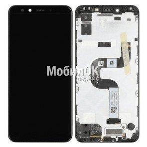 Дисплей для Xiaomi Mi A2/Mi 6x черный, в сборе с тачскрином и рамкой, оригинал (5606100530B6)