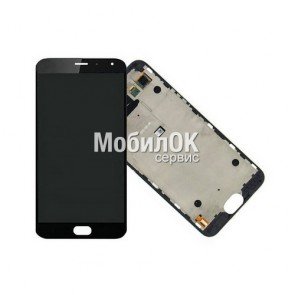 Дисплей для Meizu MX5 черный, с тачскрином и рамкой