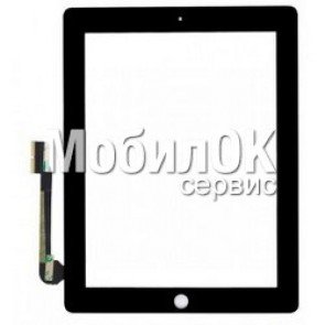 Сенсорный экран для Apple iPad 3/iPad 4 черный, с кнопкой Home, проклеенный (A1403/A1416/A1430/A1458