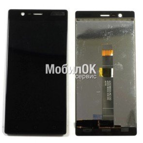 Дисплей для Nokia 3 Dual Sim черный, с тачскрином (TA-1020/TA-1032)