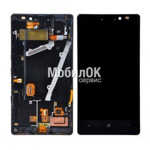 Дисплей для Nokia 930 Lumia черный, с тачскрином и рамкой