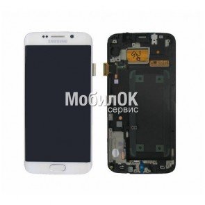 Дисплей для Samsung G925F Galaxy S6 EDGE белый, оригинал (GH97-17162B)
