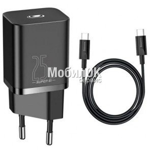 С.з.у. Baseus Super Si Quick Charger, Type-C, 25W с кабелем Type-C to Type-C 3A 1м TZCCSUP-L01 черно