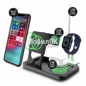 С.з.у. для Apple iPhone/AirPods/Watch/Samsung беспроводное OW-01 Charger 4-in-1 USB Type-C черное
