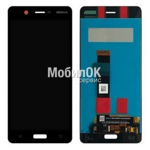 Дисплей для Nokia 5 Dual Sim черный (TA-1024/TA-1053), с тачскрином