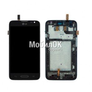Дисплей для LG D320/D321/MS323 Optimus L70 черный, с тачскрином и рамкой в сборе