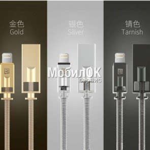 USB кабель Remax для Apple iPhone, iPad Lightning (Royalty Cable RC-056) в металл. оплетке, стальной
