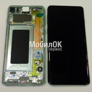 Дисплей для Samsung G973F Galaxy S10 Green в сборе с рамкой, оригинал (GH82-18850E)