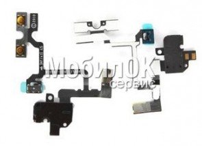 Шлейф для Apple iPhone 4 черный, наушников и кнопок звука