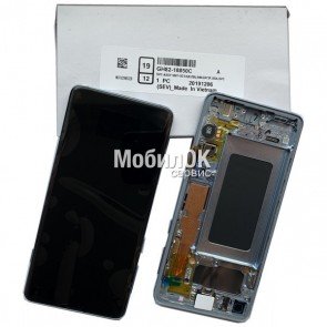 Дисплей для Samsung G973F Galaxy S10 Prism Blue в сборе с рамкой, оригинал (GH82-18850C)