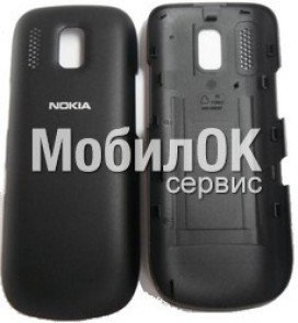 Задняя крышка для Nokia 202 Asha черная, оригинал (9447725)