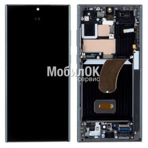 Дисплей для Samsung S918B Galaxy S23 Ultra Phantom Black в сборе с рамкой, оригинал (GH82-30465A)