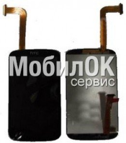 Дисплей для HTC A320e Desire C черный, с тачскрином