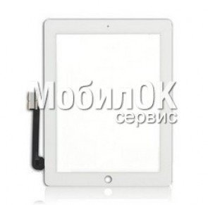 Сенсорный экран для Apple iPad 3/iPad 4 белый, с кнопкой Home, проклеенный (A1403/A1416/A1430/A1458)