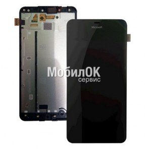 Дисплей для Microsoft (Nokia) 640 XL Lumia Dual SIM черный, с тачскрином и рамкой