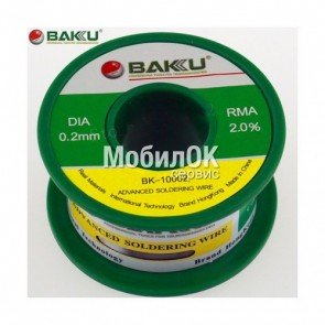 Припой BAKU BK-10002, Sn 97%, Ag 0.3%, Cu 0.7%, flux 2%, 0,2 мм, 50 г