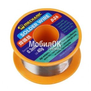 Припой Mechanic DS6, Sn 60%, Pb 40%, flux 1,5%, 0,3 мм, 40 г