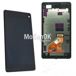 Дисплей для Sony D5503 Xperia Z1 Compact черный, с тачскрином и рамкой