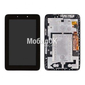 Дисплей для Lenovo IdeaTab A2107/A2207 черный, в сборе с тачскрином и рамкой