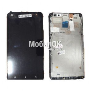 Дисплей для Lenovo S810T черный, с тачскрином и рамкой
