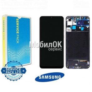 Дисплей для Samsung A507F Galaxy A50s черный, с рамкой, оригинал (GH82-21193A)