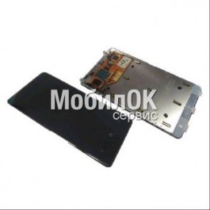 Дисплей для Nokia 800 Lumia чёрный с тачскрином и рамкой
