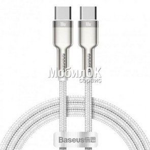 USB кабель Baseus Cafule Metal Type-C to Type-C 100W 1м (CATJK-C02) белый