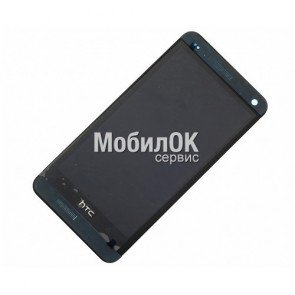 Дисплей для HTC One M7 Dual Sim 802w черный с тачскрином и рамкой