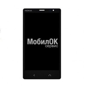Дисплей для Nokia X2 Dual Sim черный, с тачскрином и рамкой