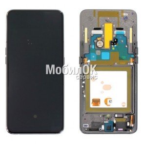 Дисплей для Samsung A805F Galaxy A80 серебристый, с рамкой, оригинал (GH82-20348B)