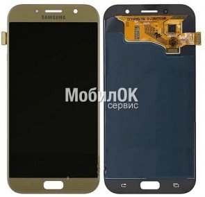 Дисплей для Samsung A720F Galaxy A7 (2017) золотистый, с тачскрином China Original (oled)