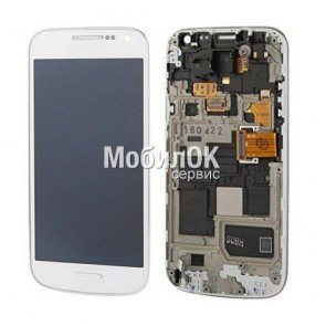 Дисплей для Samsung I9190 Galaxy S4 mini/I9192/I9195 белый, с тачскрином и рамкой